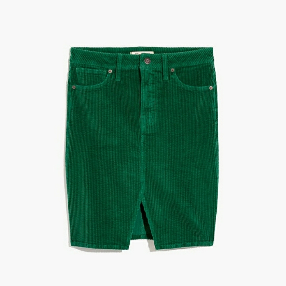 NWT Madewell Green Cordaroy Pegged Skirt - Picture 3 of 8